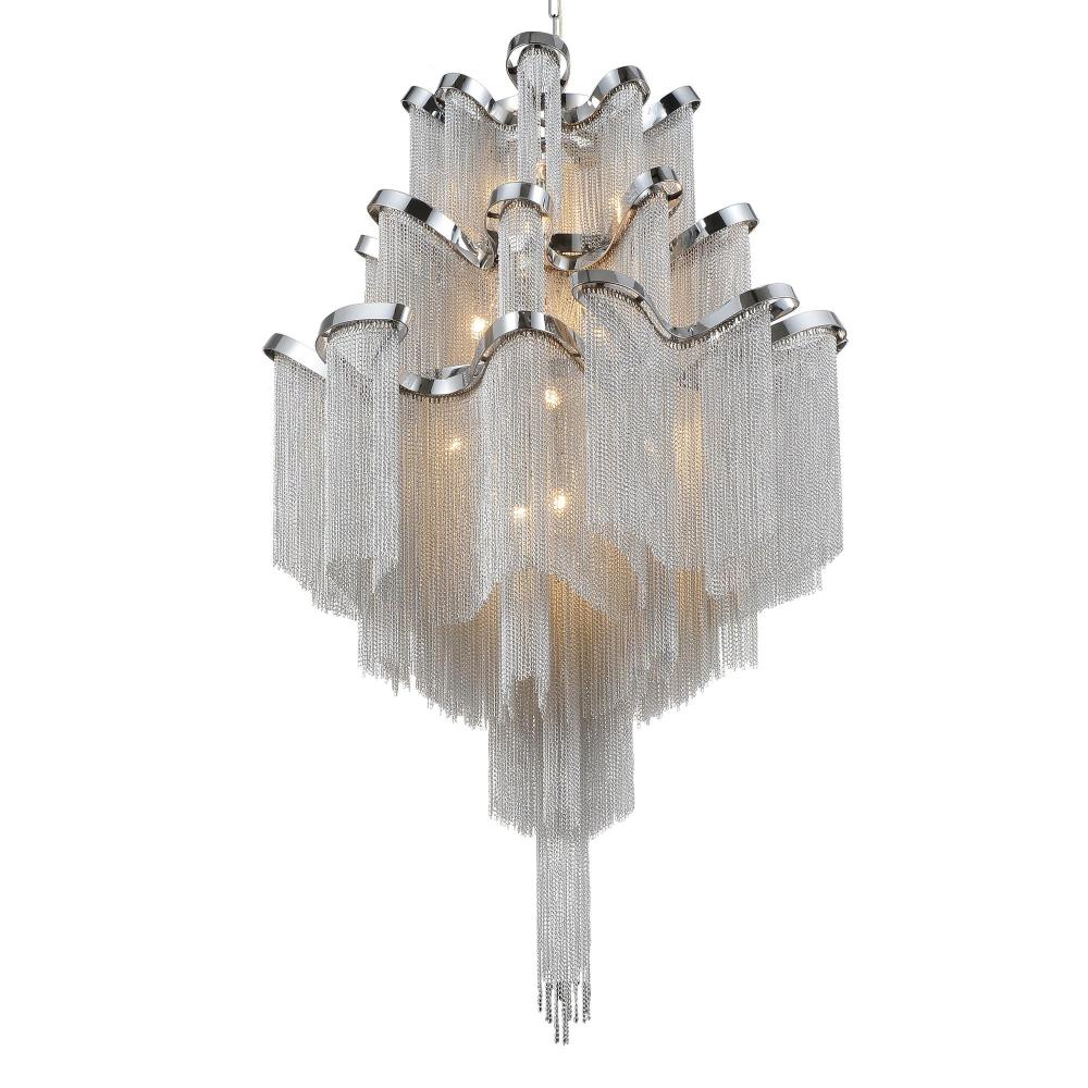 CWI Lighting 5650P24C-15L Daisy 17 Light Down Chandelier with Chrome finish
