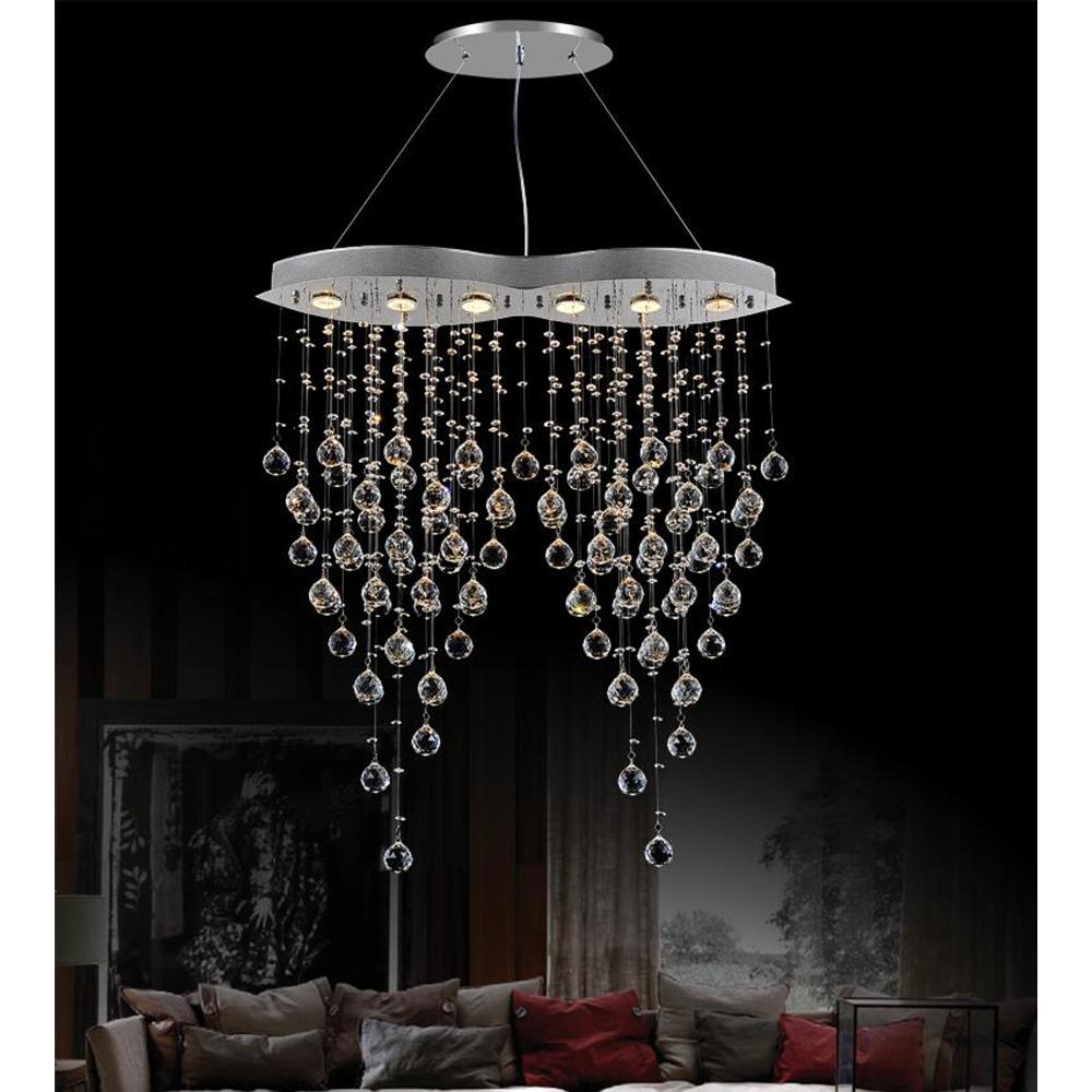 CWI Lighting 6640P32C-O Robin 6 Light Down Chandelier with Chrome finish