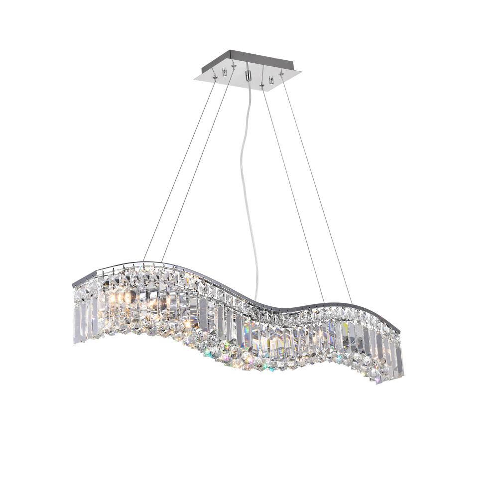 CWI Lighting 8004P30C-A (Clear) Glamorous 5 Light Down Chandelier with Chrome finish
