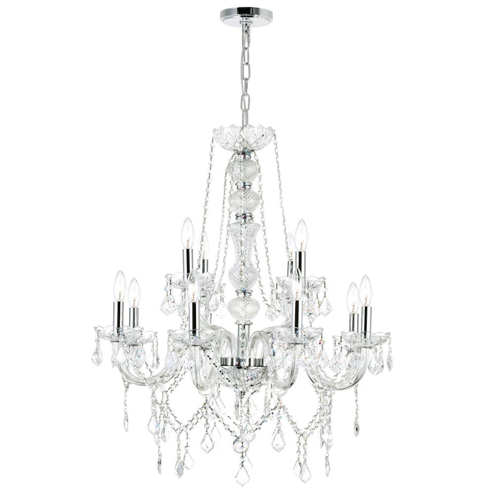 CWI Lighting 8023P30C Princeton 12 Light Down Chandelier with Chrome finish