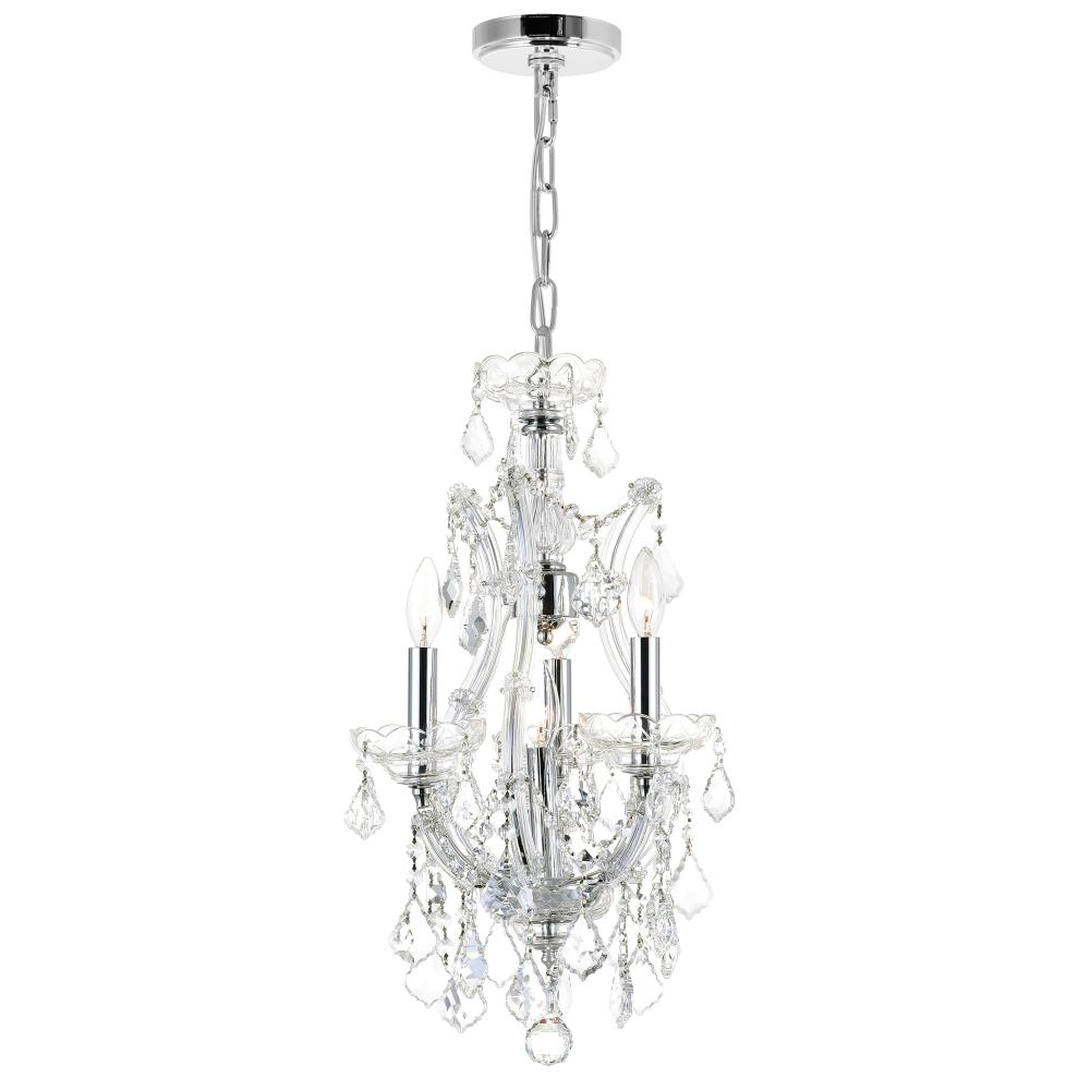 CWI Lighting 8311P12C-3 Maria Theresa 4 Light Up Mini Chandelier with Chrome finish