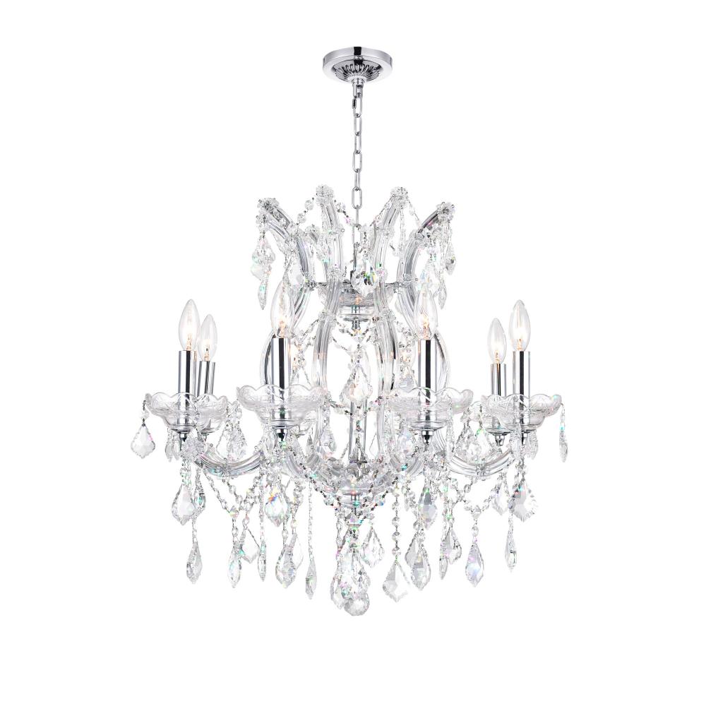 CWI Lighting 8311P24C-9 (Clear) Maria Theresa 9 Light Up Chandelier with Chrome finish