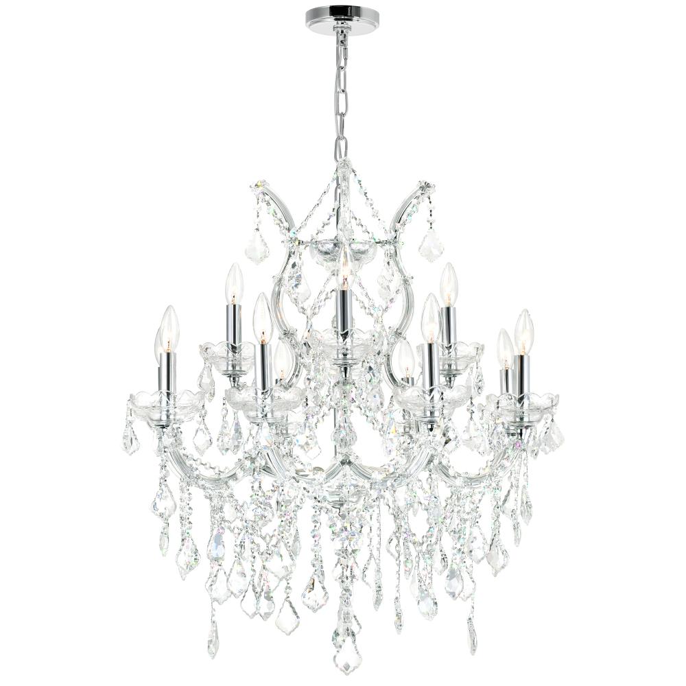 CWI Lighting 8311P30C-13 (Clear) Maria Theresa 13 Light Up Chandelier with Chrome finish