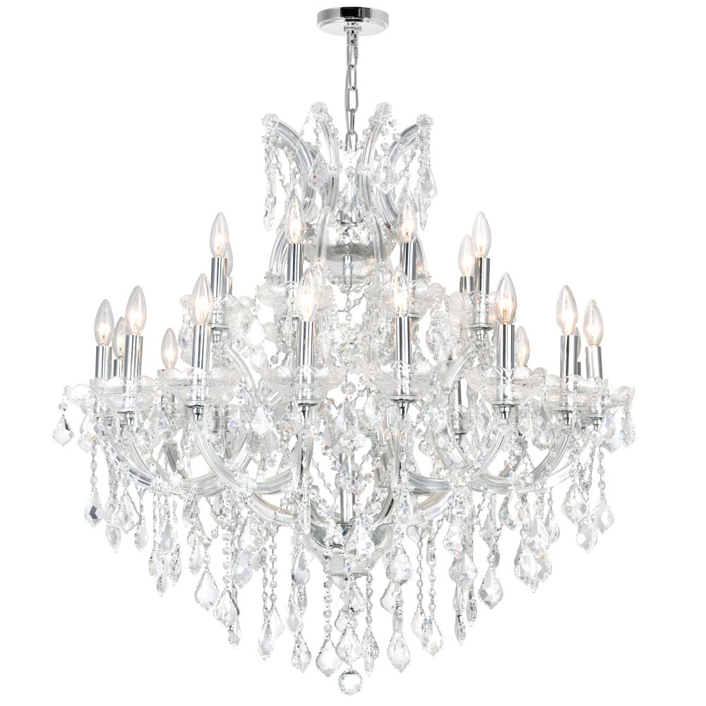 CWI Lighting 8318P36C-25 (Clear) Maria Theresa 25 Light Up Chandelier with Chrome finish