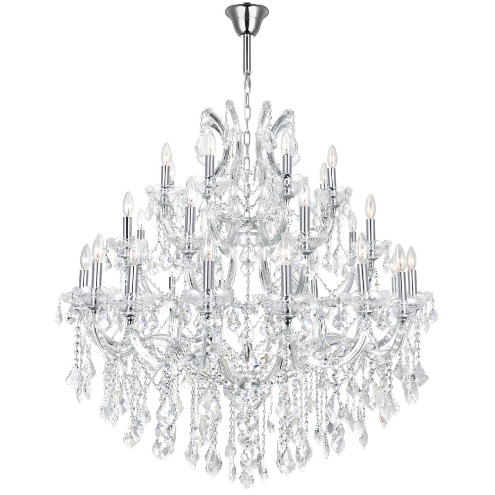 CWI Lighting 8318P42C-33 (Clear) Maria Theresa 33 Light Up Chandelier with Chrome finish