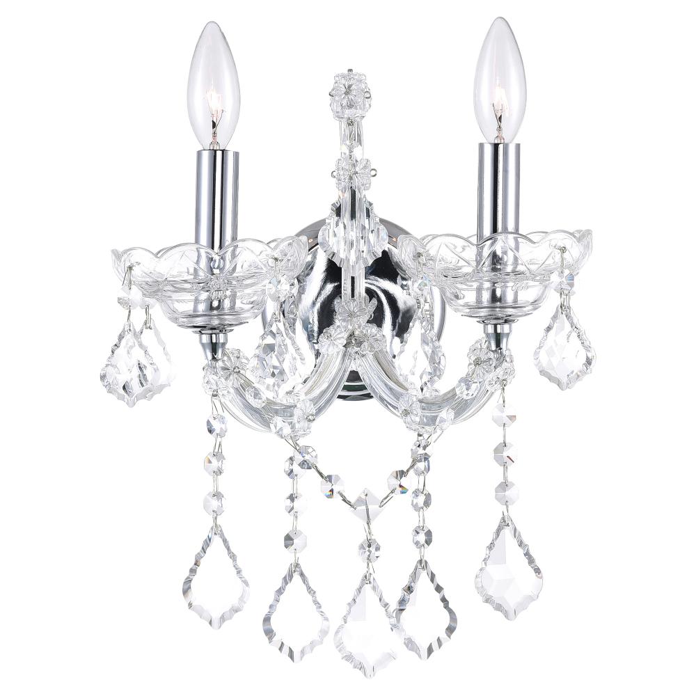 CWI Lighting 8318W12C-2 (Clear) Maria Theresa 2 Light Wall Sconce with Chrome finish