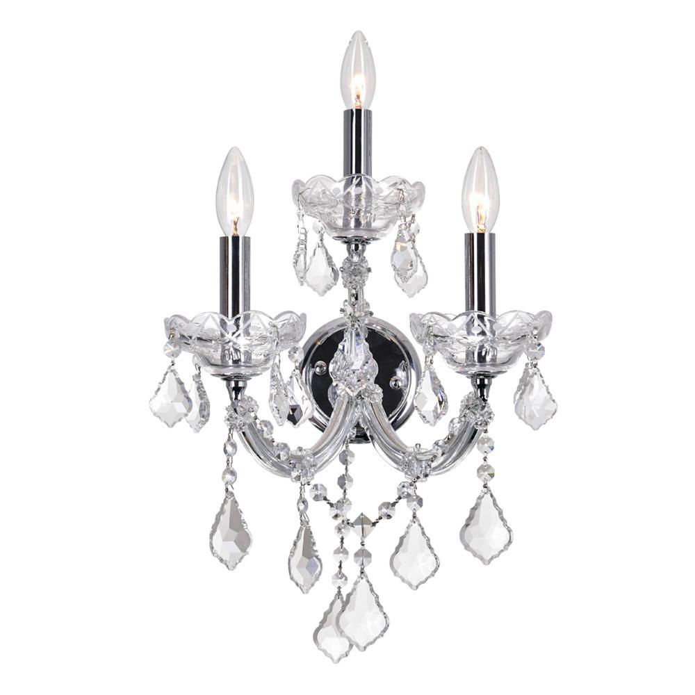 CWI Lighting 8318W12C-3 (Clear) Maria Theresa 3 Light Wall Sconce with Chrome finish