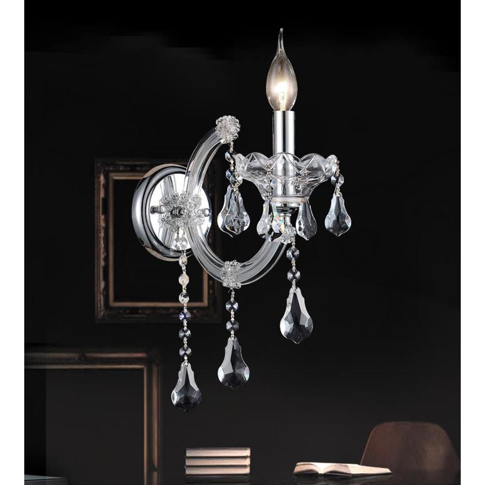 CWI Lighting 8318W5C-1 (Clear) Maria Theresa 1 Light Wall Sconce with Chrome finish