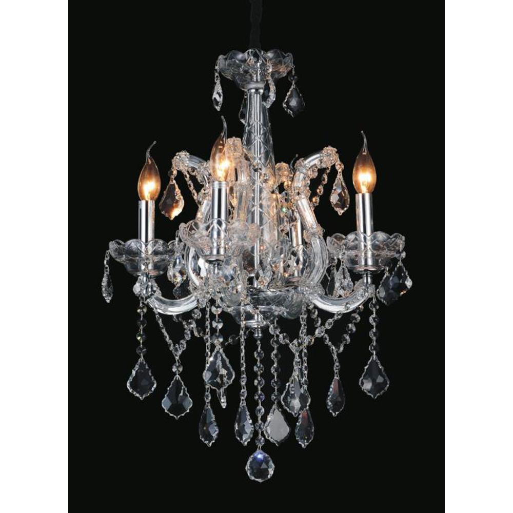 CWI Lighting 8397P18C-4(Clear) Maria Theresa 4 Light Up Chandelier with Chrome finish