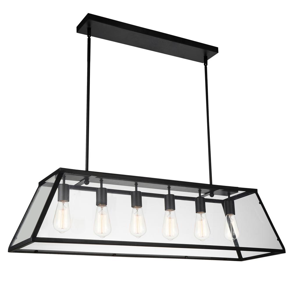 CWI Lighting 9601P42-6-101 Alyson 6 Light Down Chandelier with Black finish