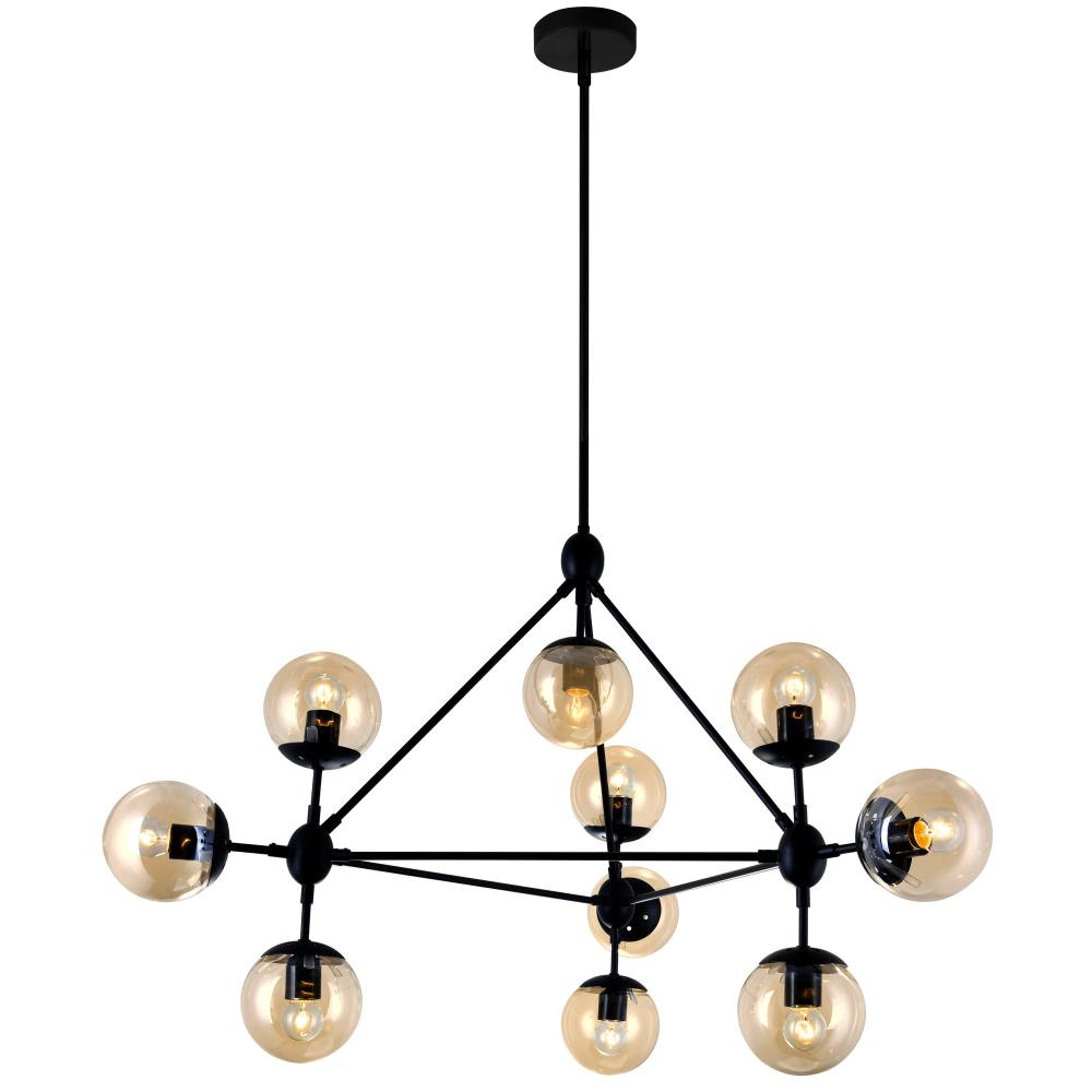 CWI Lighting 9614P39-10-101 Glow 10 Light Chandelier with Black finish