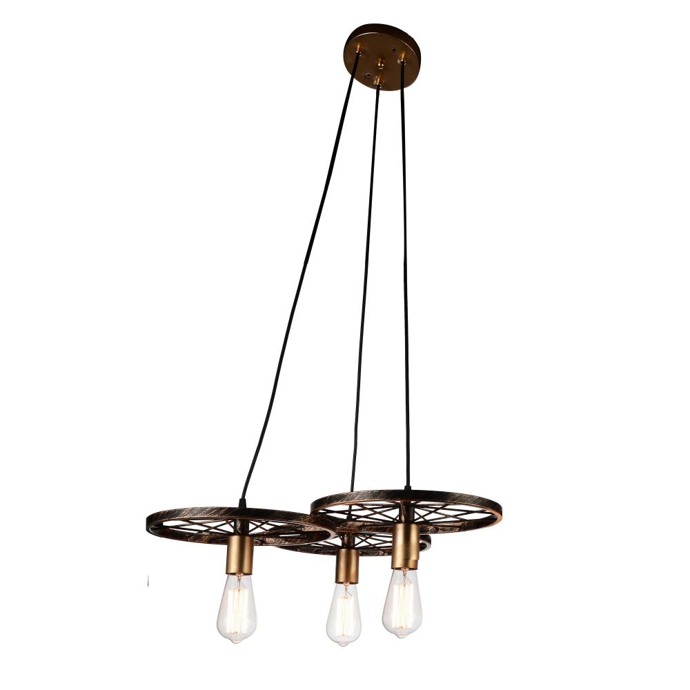 CWI Lighting 9699P25-3-194 Ravi 3 Light Down Chandelier with Black & Gold finish