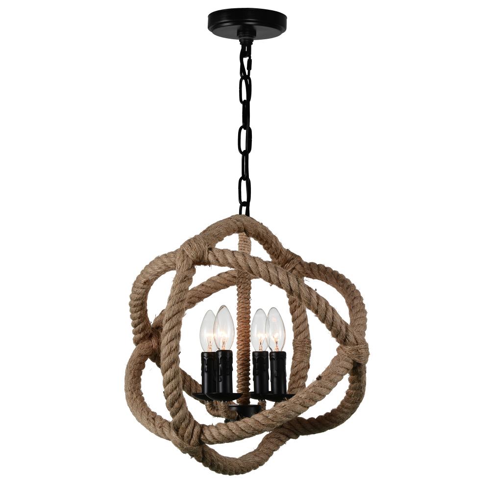 CWI Lighting 9706P17-4-101 Padma 4 Light Up Chandelier with Black finish