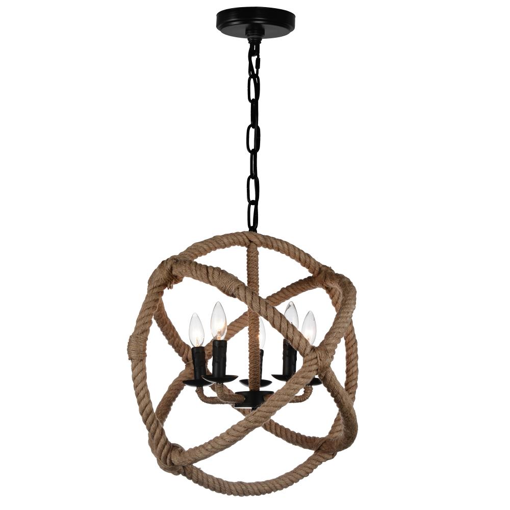 CWI Lighting 9706P21-5-101 Padma 5 Light Up Chandelier with Black finish