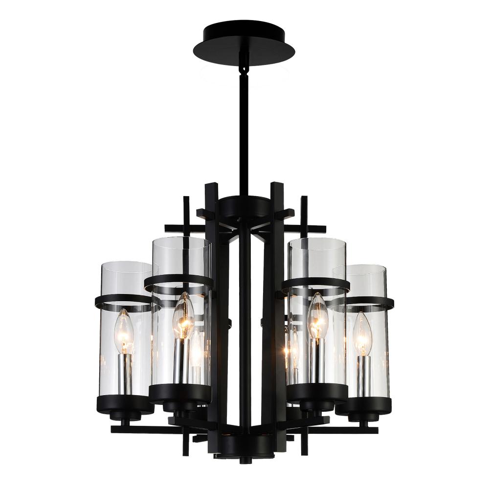 CWI Lighting 9827P18-6-101 Sierra 6 Light Up Chandelier with Black finish