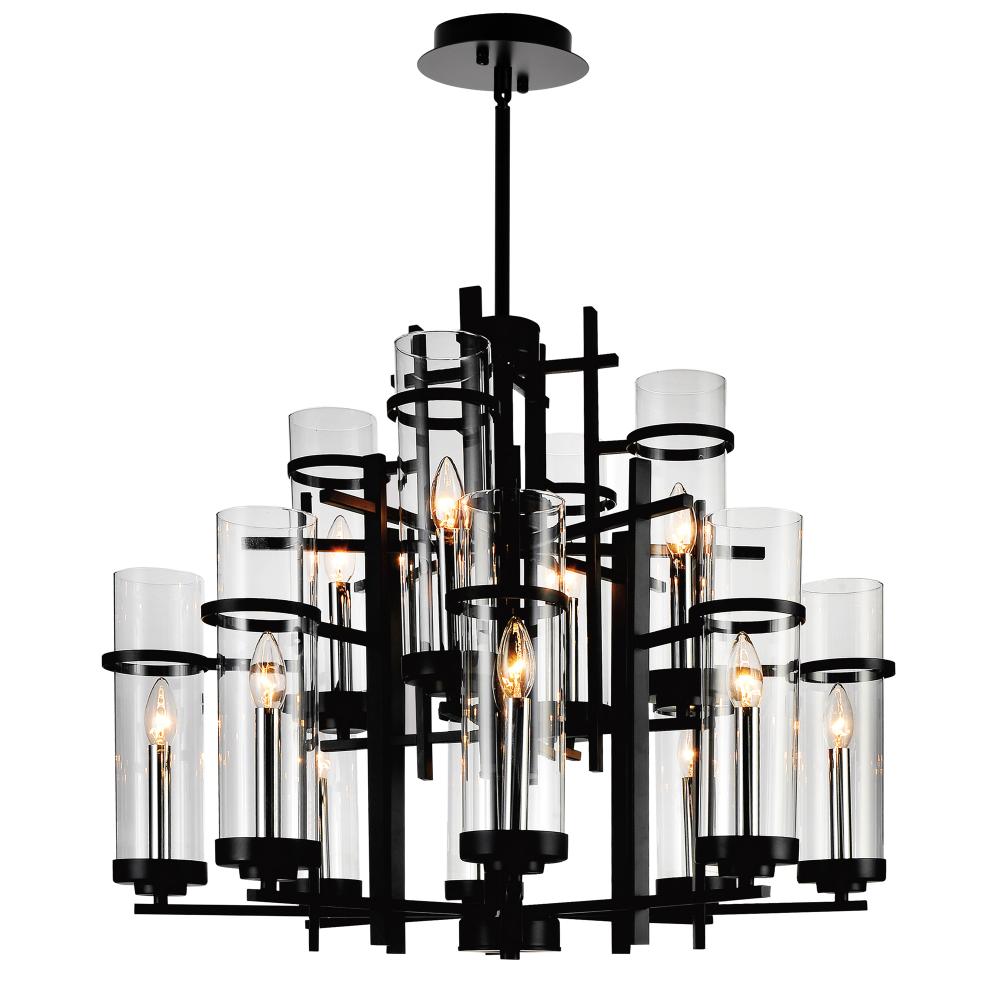 CWI Lighting 9827P30-12-101-A Sierra 12 Light Up Chandelier with Black finish