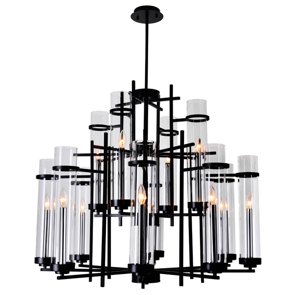 CWI Lighting 9827P38-12-101 Sierra 12 Light Up Chandelier with Black finish