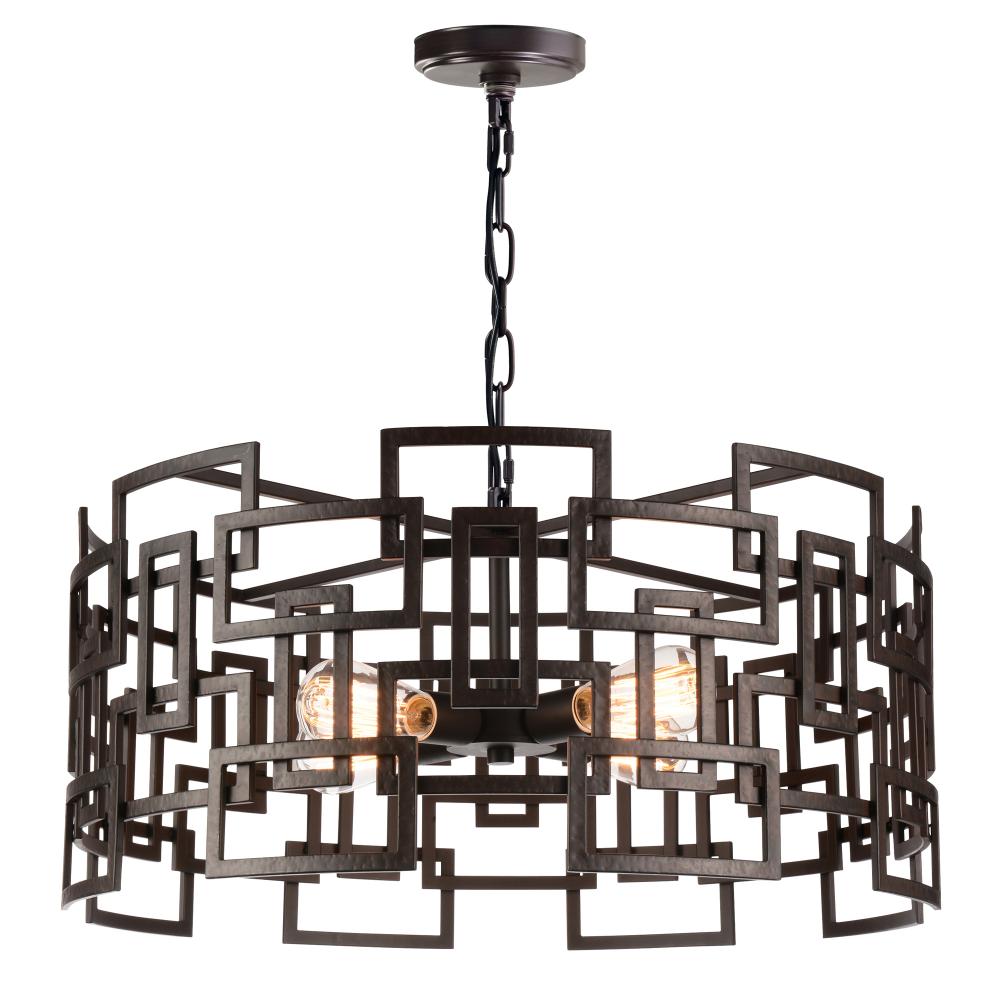 CWI Lighting 9913P25-4-205 Litani 4 Light Down Chandelier with Brown finish