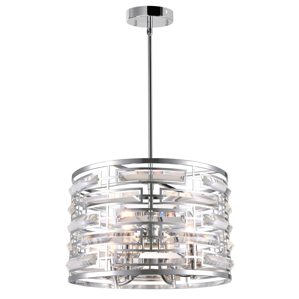 CWI Lighting 9975P15-4-601 Petia 4 Light Drum Shade Chandelier with Chrome finish