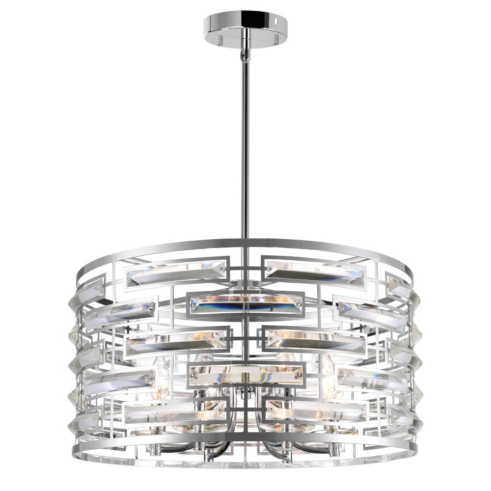 CWI Lighting 9975P20-6-601 Petia 6 Light Drum Shade Chandelier with Chrome finish