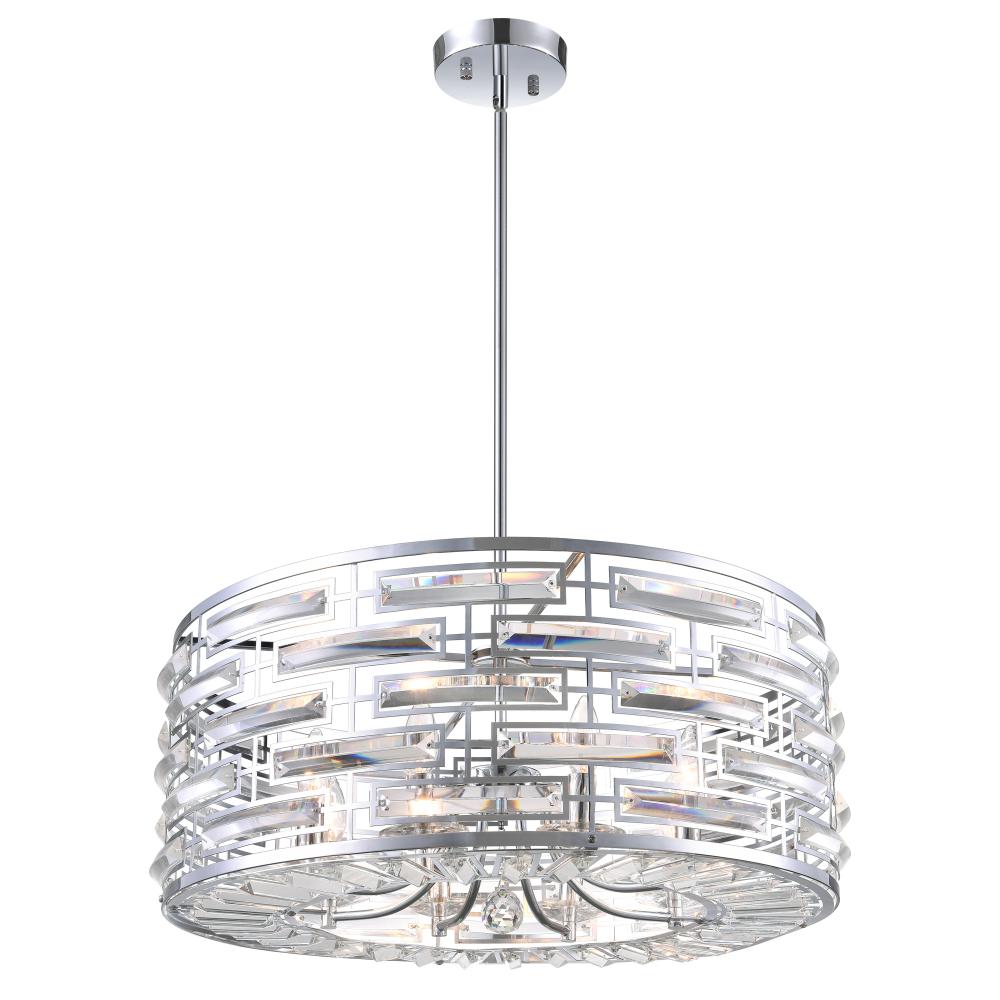 CWI Lighting 9975P25-8-601 Petia 8 Light Drum Shade Chandelier with Chrome finish