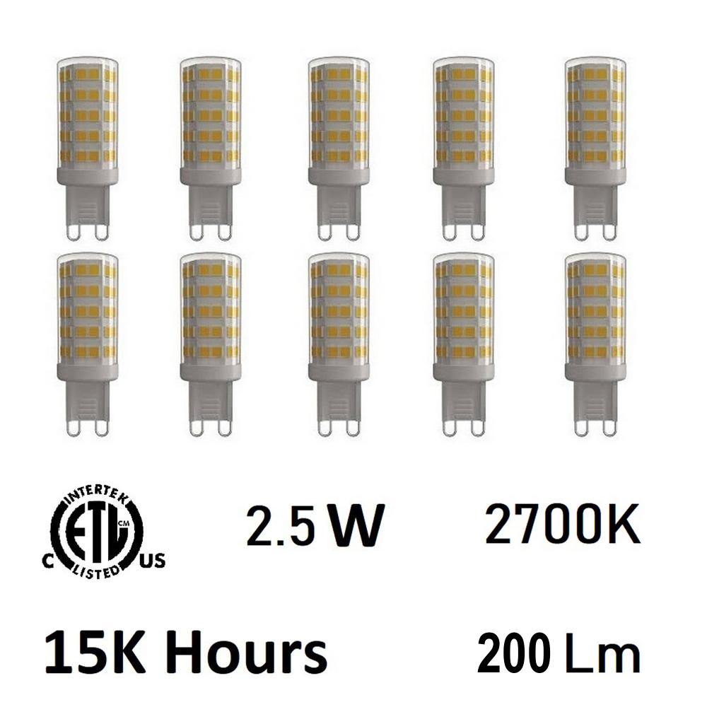 CWI Lighting G9K2700-10 2.5 Watt G9 LED Bulb 2700K (Set of 10)