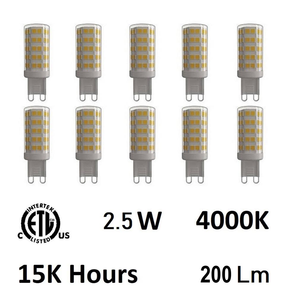 CWI Lighting G9K4000-10 2.5 Watt G9 LED Bulb 4000K (Set of 10)