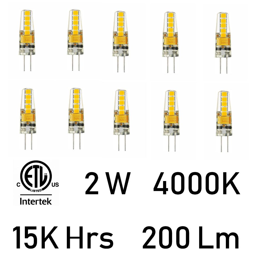CWI Lighting G4K4000-10 2 Watt G4 LED LED Bulb 4000K (Set of 10)