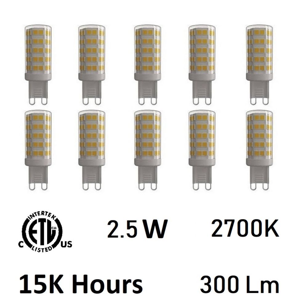 CWI Lighting G9K2700-10 2.5 Watt G9 LED Bulb 2700K (Set of 10)
