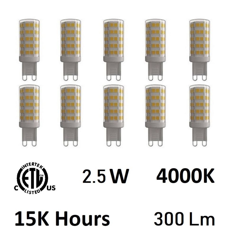 CWI Lighting G9K4000-10 2.5 Watt G9 LED Bulb 4000K (Set of 10)
