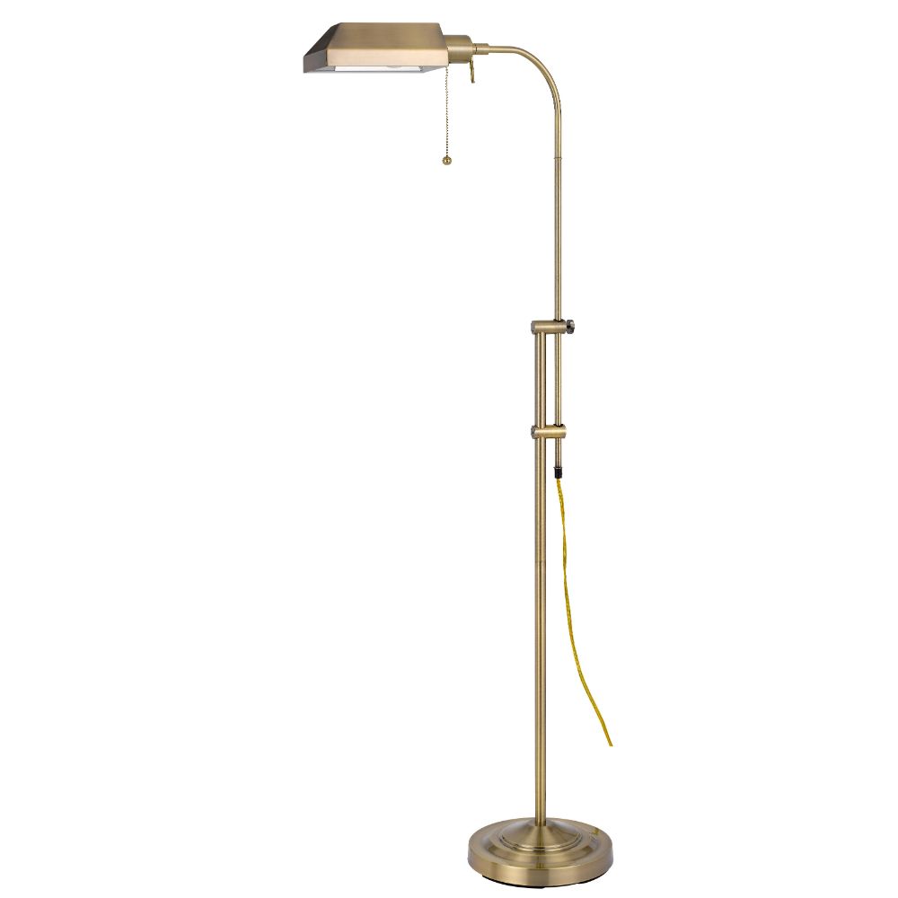 CAL Lighting BO-117FL-AB 100W Pharmacy Floor Lamp W/Adjustable Pole in Antique Brass
