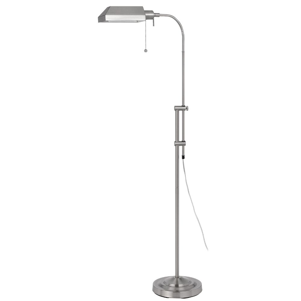 CAL Lighting BO-117FL-BS 100W Pharmacy Floor Lamp W/Adjustable Pole in Brushed Steel