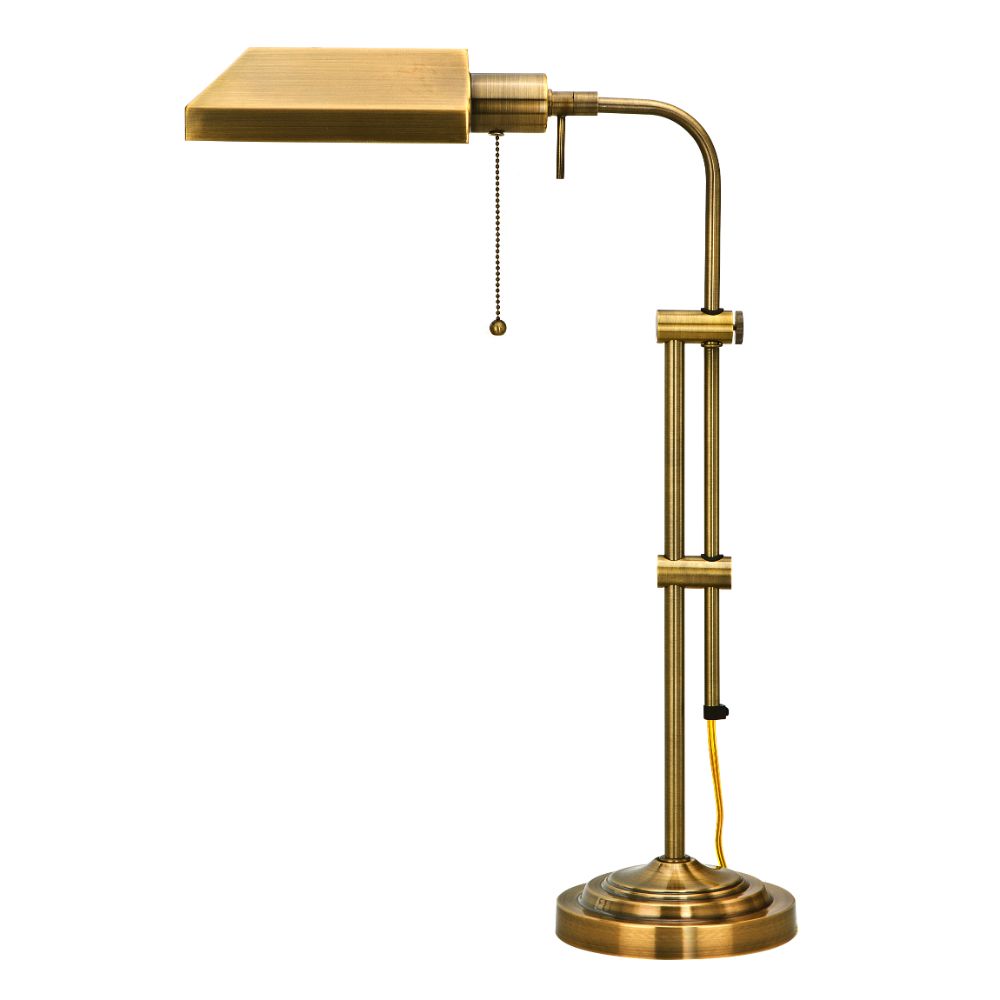 Cal Lighting BO-117TB-AB Antique Brass Pharmacy 1 Light Pedestal Base Table Lamp