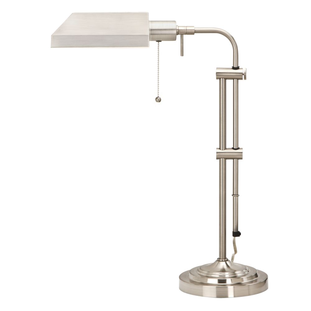 Cal Lighting BO-117TB-BS Brushed Steel Pharmacy 1 Light Pedestal Base Table Lamp