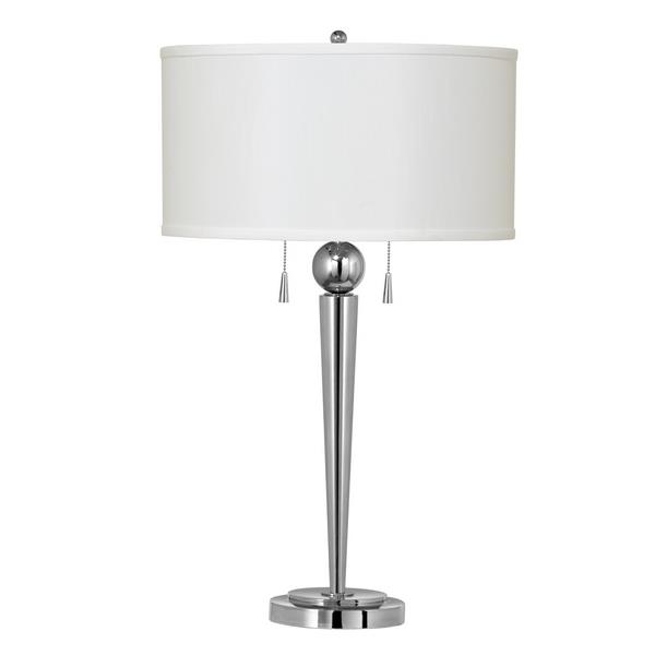 CAL Lighting BO-2007TB 60W X 2 Messina Metal Table Lamp W/Pull Chain Switch in Brushed Steel