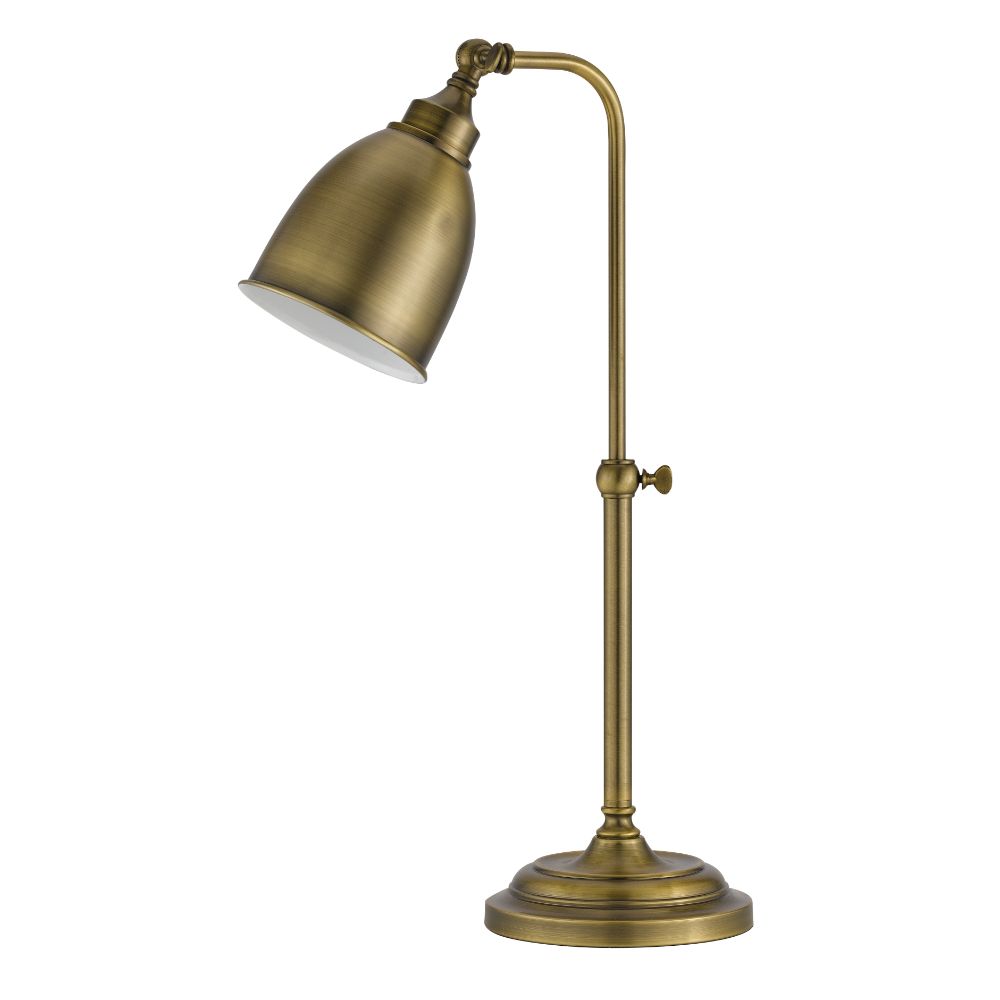 Cal Lighting BO-2032TB-AB Antique Brass Pharmacy 1 Light Pedestal Base Table Lamp