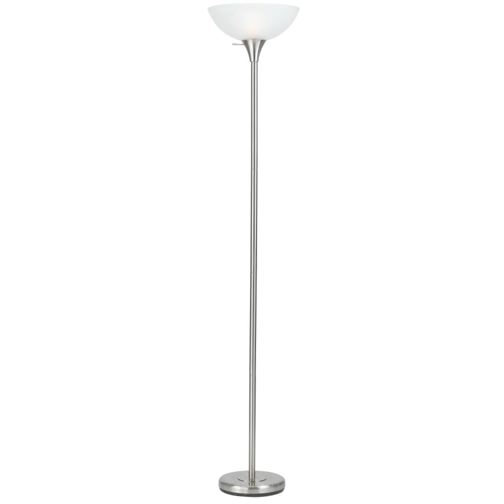 Cal Lighting BO-2055 Brushed Steel 1 Light Pedestal Base Torchier Floor Lamp