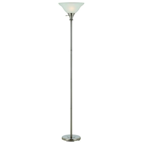 CAL Lighting BO-213-BS 150W 3 Way Metal Torchiere With Glass Shade in Brushed Steel
