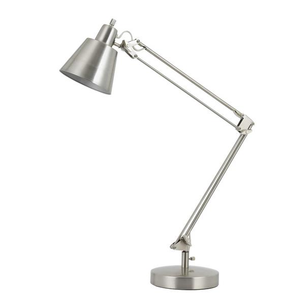 CAL Lighting BO-2165TB-BS 60W Udbina Metal Desk Lamp With Adjustable Arms And Swivel Head in Brushed Steel