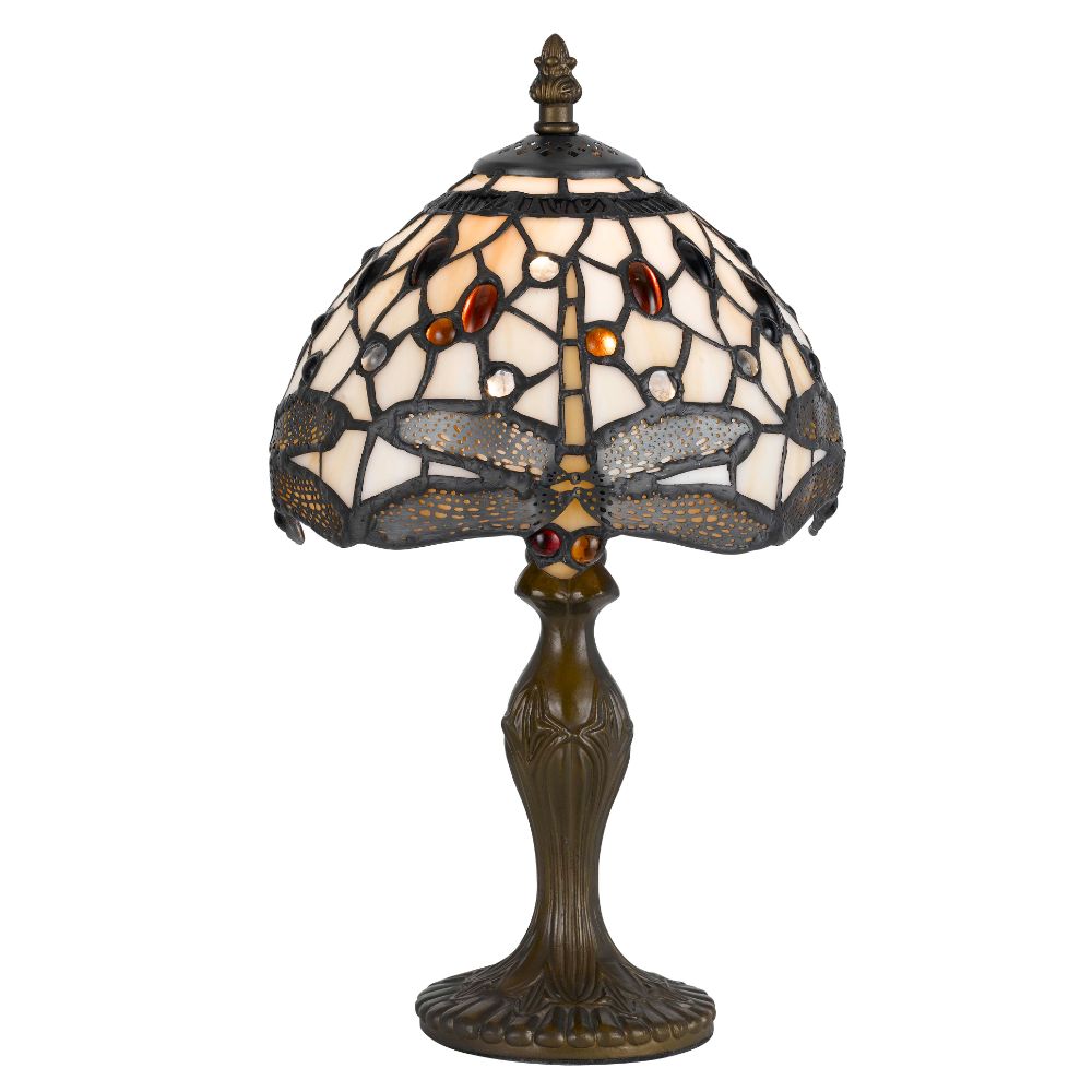 Cal Lighting BO-2380AC Dark Bronze Tiffany 1 Light Pedestal Base Table Lamp