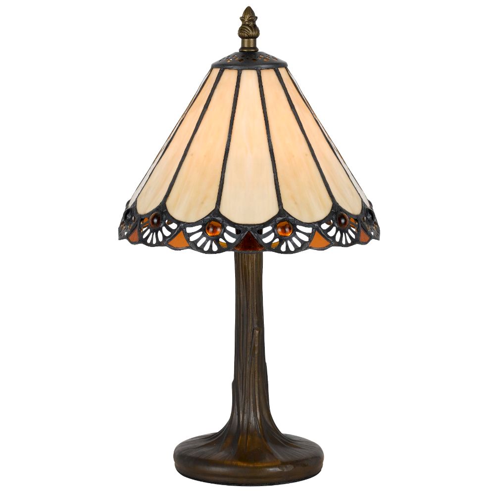 Cal Lighting BO-2382AC Dark Bronze Tiffany 1 Light Pedestal Base Table Lamp