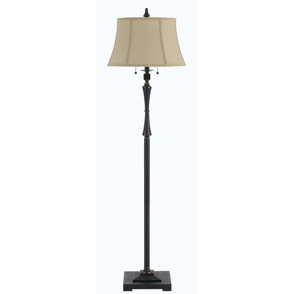 CAL Lighting BO-2443FL 60W X 2 Madison Club Floor Lamp With Burlap Shade And Pull Chain Switch in Oil Bronze