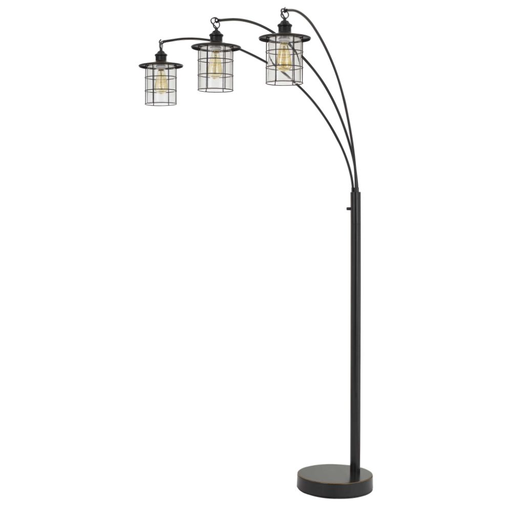 CAL Lighting BO-2668-3L-DB Silverton Arc Floor Lamp With Glass Shades (edison Bulbs Included)