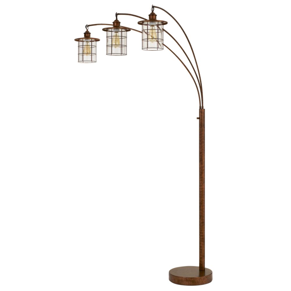 CAL Lighting BO-2668-3L-RU Silverton Arc Floor Lamp With Glass Shades (edison Bulbs Included)