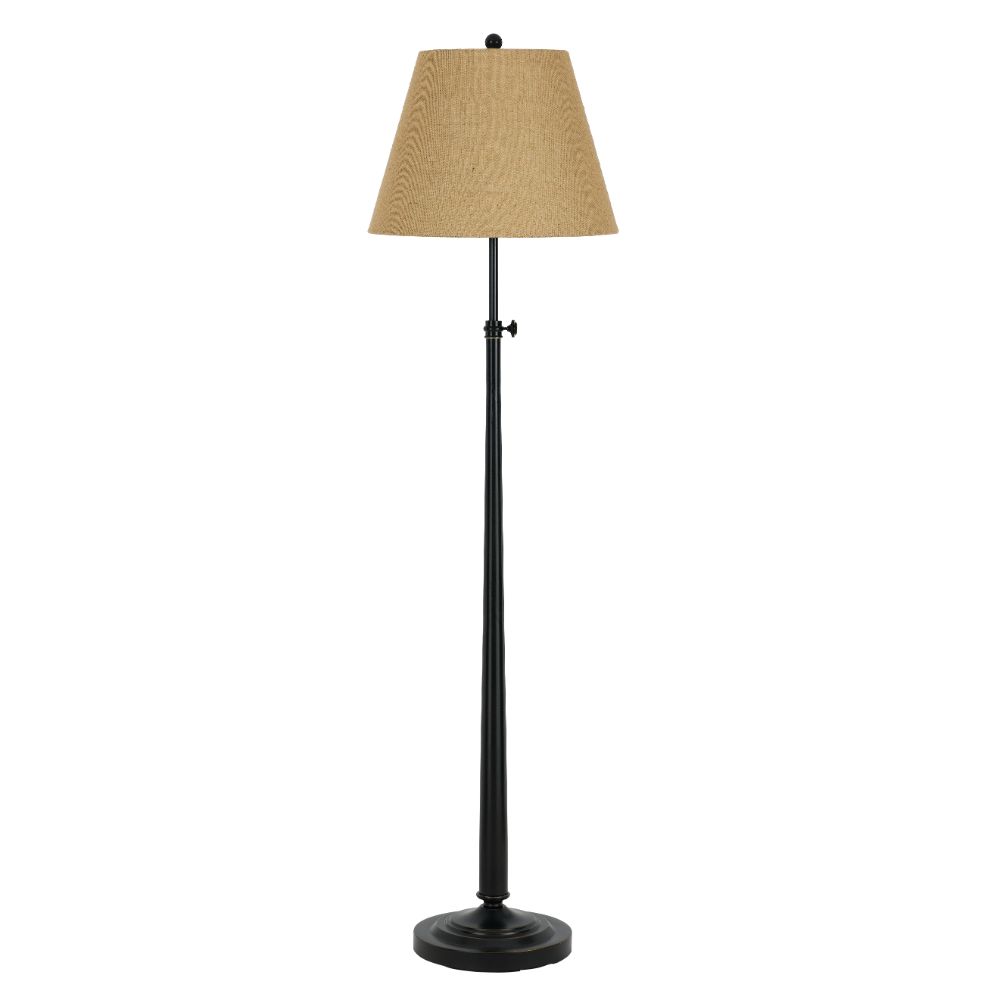 Cal Lighting BO-2671FL Dark Bronze 150W Madison adjustable floor lamp with burlap shade