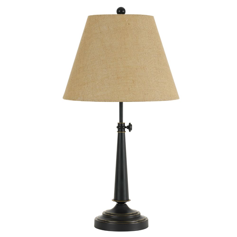 Cal Lighting BO-2671TB Dark Bronze 150W Madison adjustable table lamp with burlap shade