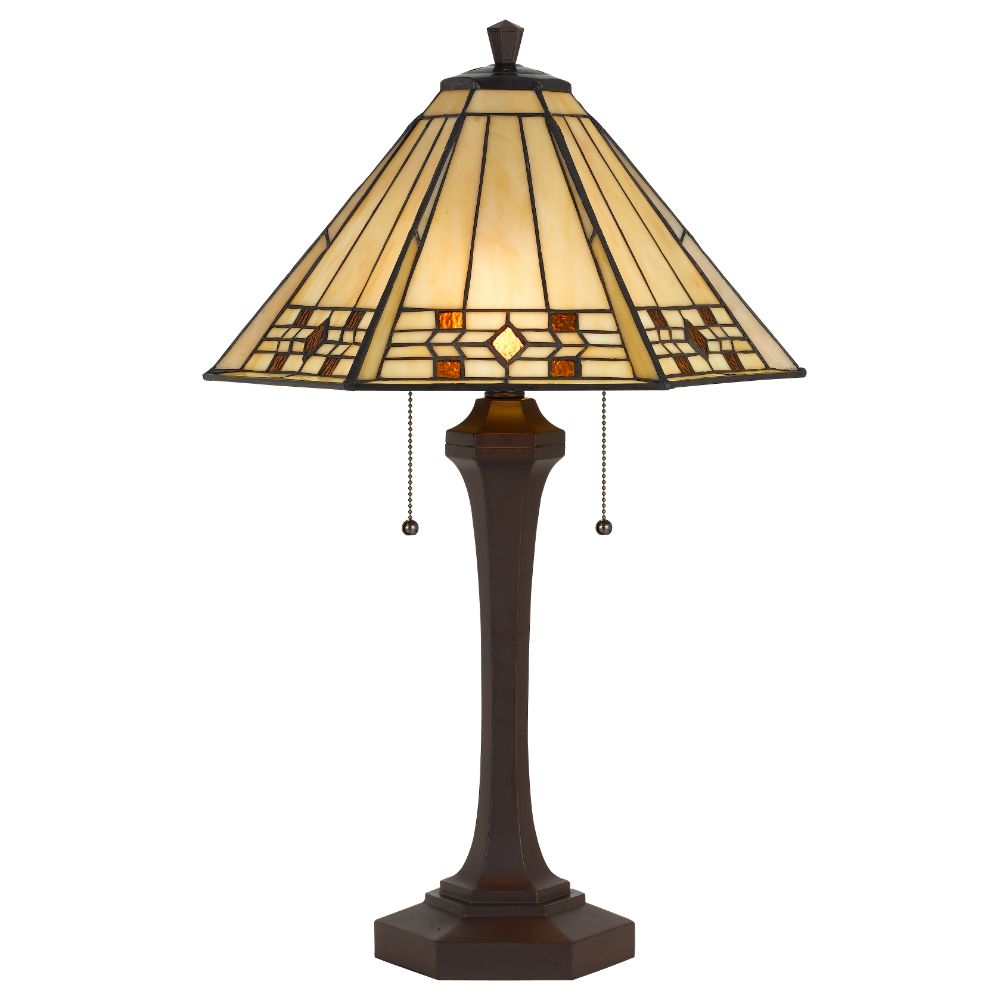 Cal Lighting BO-2676TB Matt Black  60W x 2 Tiffany table lamp   