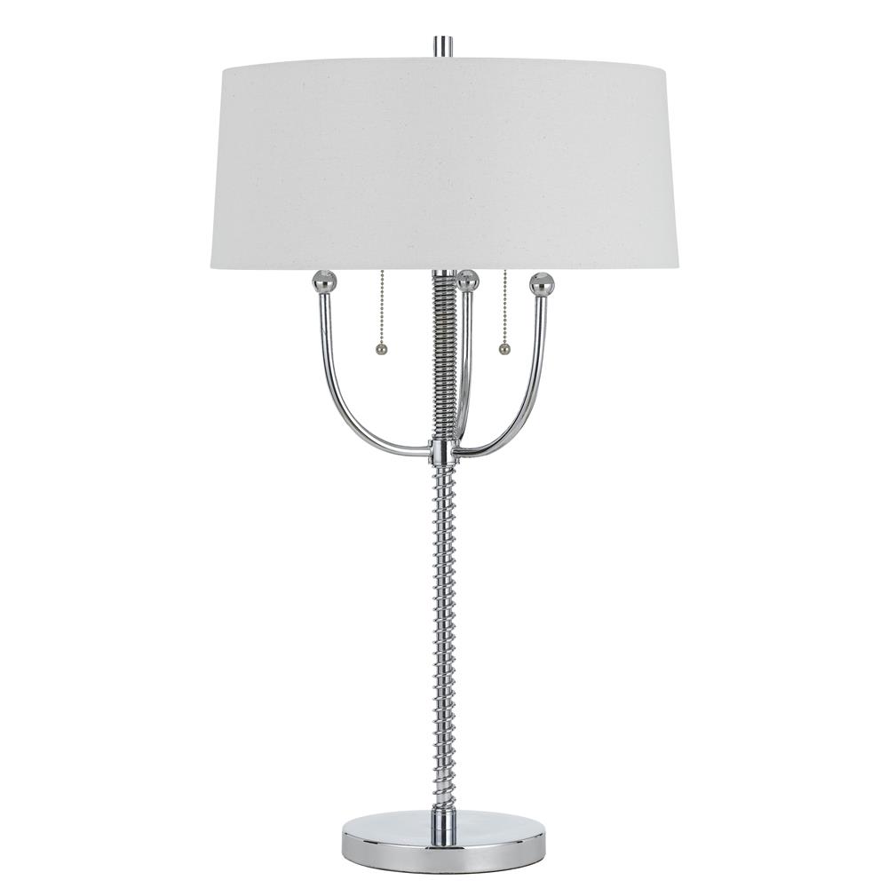 CAL Lighting BO-2742TB 60W X 2 Lesina Metal Floor Lamp with Linen Shade in Chrome