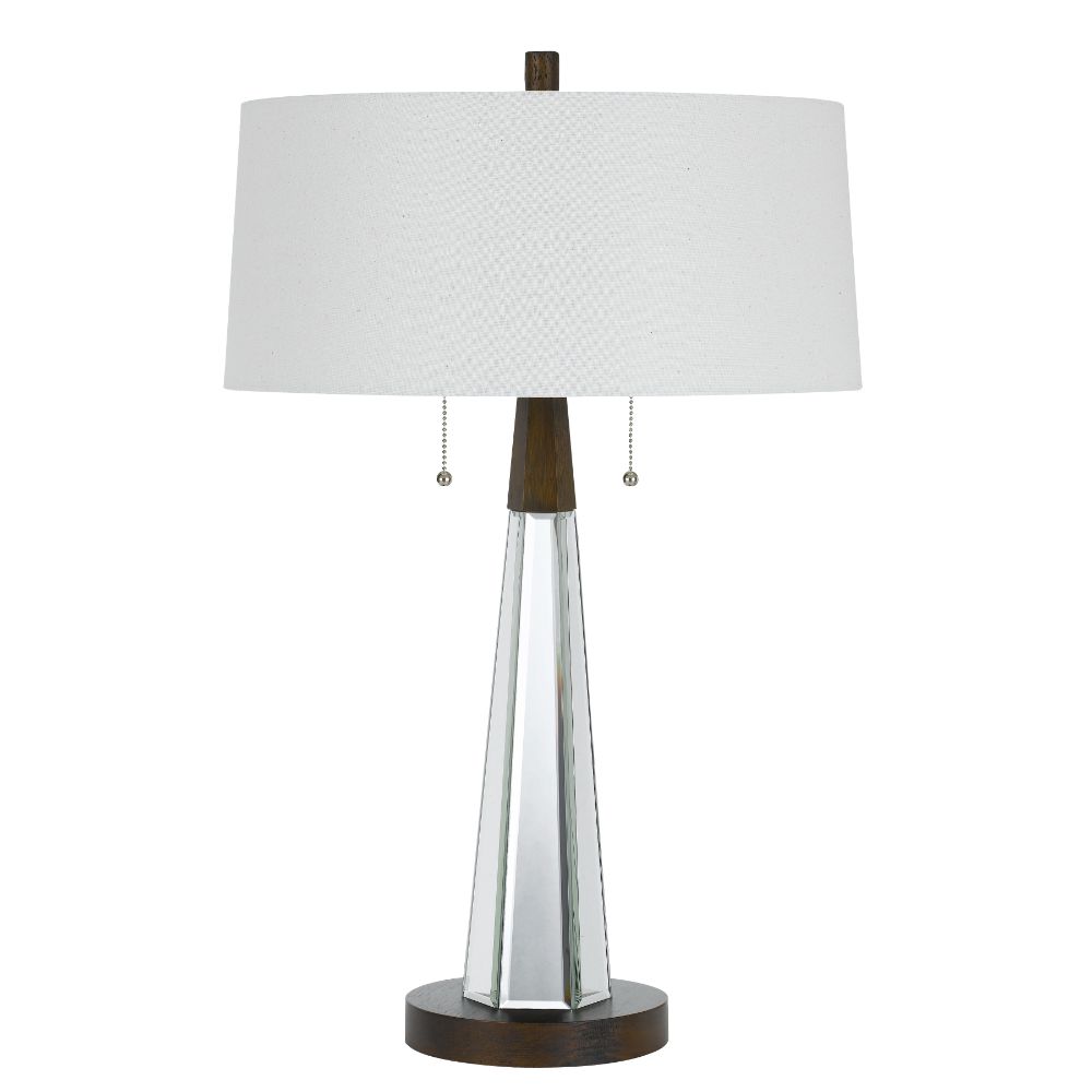 CAL Lighting BO-2743TB 60W X 2 Caserta Mirror Table Lamp with Linen Shade in Mirror / Black