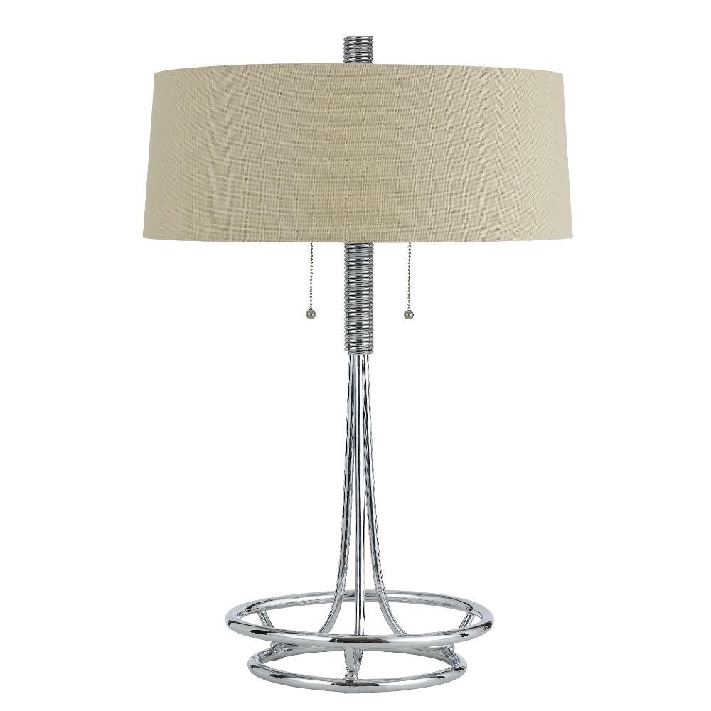 CAL Lighting BO-2744TB 60W X 2 Lecce Metal Table Lamp with Burlap Shade in Chrome